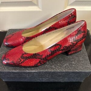 Red Snakeskin Patterned Shoes